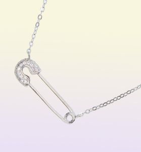 2018 Delikat 925 Sterling Silver Drop Charm Dainty Paper Clip Paled Small CZ Stone Necklace Safety Pin for Women Girls3177840