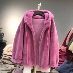 Giackets Woman Giacca 2022 New Fashion Wool Fur Coat Women con cappuccio R Gacchette vere pellicce di pecora da calibro