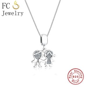 FC smycken 925 Sterling Silver Boy Girl Mix Zirconia Crystal Statement Halsband Pendants Chain Women Choker Trinket Collar 231225