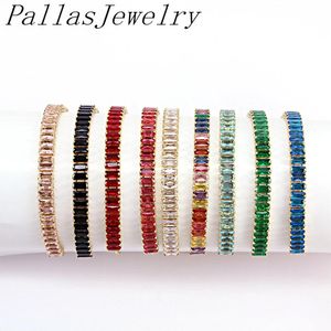 Bangle 8st Crystal Tennis Armband för kvinnor Guld Rainbow Charm Slide Armband CZ Cubic Zirconia Pave AJUSTABLE BOHEMIAN SMYELLT