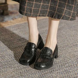 Dress Shoes New Genuine Leather Small British Style Mary Jane Women's JK Big Head Doll Thick Sole Single