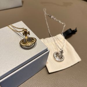 Lady Designer Anhänger Halsketten Pina Saturn Muster besetzte Diamant-Kugel-Halskette Gold Silber Stereo-Halskette