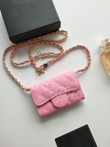 2023New Luxury Brand CC Change Bag Chain Cardholder Classic Wallet Card Clip Caviar Cowhide Sheep Belt Box