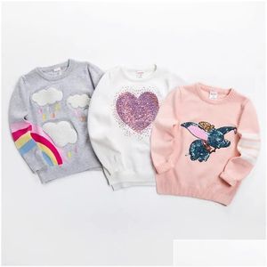 Cardigan Sell New Kids Sweater Soft Cartoon Plover For Girls Fashion Sequins Barn Knittande kläder Baby Boy Girl Jumper 3-7 Y Dro Otpxl