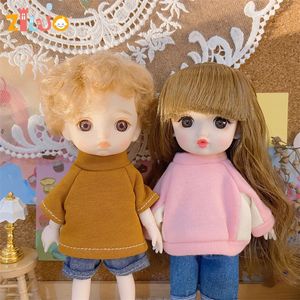 1/8 BJD Doll 16cm Mini Doll Dress Up Princess Winter Snow Cloth Toy Boys and Girl
