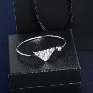 2024 TT Diamond Gold Silver Bangle Bracelet Womens Alloy Triangle No Thin Stainless Steel Bracelet Party Wedding Jewelry For Ladies Gift new