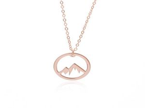 Simple Nature Snowy Mountain Necklace Circle Round Mountain Top Range Necklace Landscape Lover Camping Outdoor Necklaces for Women3383633