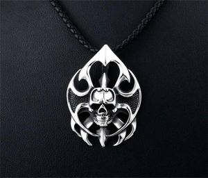 Pendant Necklaces Men039s Stainless Steel Necklace Punk Flame Skull Gothic Party Jewelry Gift For Motorcycle Riders8110915