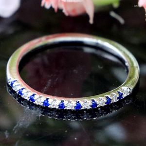 Cluster Rings 18x1mm Minimalist Style 1.3g Tanzanite Pink Tourmaline White Bright Zircon Daily Wear Birthday Gift Silver Ring
