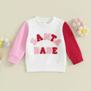 Citgeett Autumn Christmas Toddler Baby Girl Blushirts list haftowe długie rękawowe topy pullover zimowe ubrania Xmas 231225