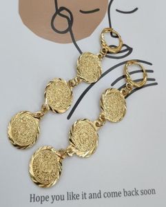 Dingle ljuskronor trend guld lång hängande örhängen estetiska mynt moda koppar vintage kvinnor smycken för fest bröllop flickvän6095579