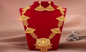 24K Luxury Dubai Jewelry Set High Quality Gold Color Plated Piced Design Wedding Halsbandörhängen Smycken Set 2112046059985