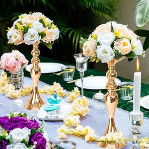 Gold/Silver Candle Holders Wedding Road Lead Flower Vase Mermaid Candlestick Home Party Event Table Centerpieces Decoration 231225
