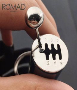 ROMAD Автомобильный брелок для ключей с ручкой переключения передач Тип автомобиля Модифицированный брелок для ключей Авто Металлический брелок для ключей Автомобильный стиль Многоцветные ювелирные изделия Men3139051