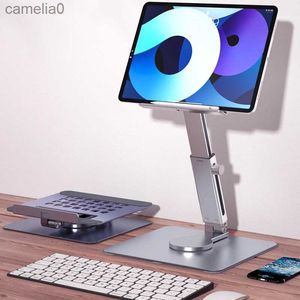 Tablet PC Stands Desk Aluminum Tablet Stand Holder Foldable 360 Rotating Hands Desktop Mount Anti Slip For iPad Pro Huawei Tab PcL231225