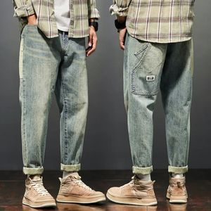 Kstun jeans för män baggy byxor löst fit harem vintage klädfickor lapptäcke stora byxor överdimensionerade 42 231222