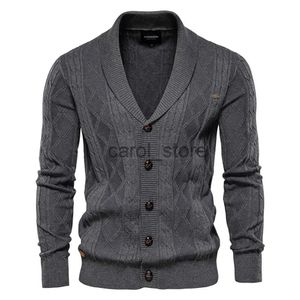 Męskie swetry Aiopeson Cotton Argyle Cardigan Mężczyźni swobodny pojedynczy kolor stały kolor Business Męs