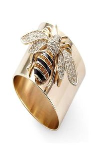 Creative Little Bee Crystal Gold Ring Indicor dedo para mulheres Acessórias de joalheria de festas Rings5741057