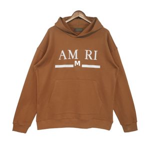 Hoodie Mens 2024 European och American Trend New Amri Letter broderad hooded modeficka Löst svart mångsidig långärmad tröja mode S-XL