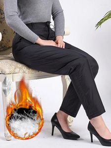 Pantaloni da donna inverno Snow Usura addensare anatra dritta giù Pantaloni di cotone in alto in vita calda e carente di grandi dimensioni da 110 kg