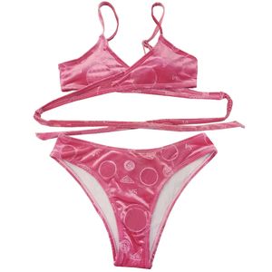 Luxuy Velvet Bikinis Sexig korsad bandage Badkläder modemärke Summer Swimming Biquins Set Letter Jacquard baddräkt