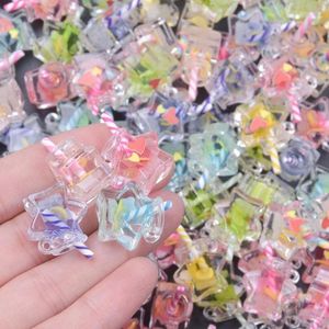 Charms 10PC Mixed Heart Luminous Star Bottle Resin For Jewelry Making DIY Earring Necklace Keychain Pendants Accessories 17 24mm