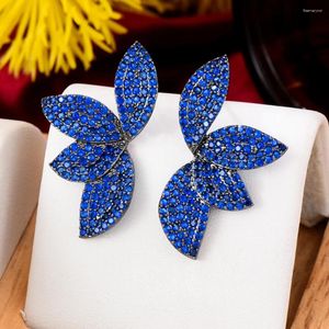 Dangle Earrings Jimbora Trendy Blue Flowers For Women Wedding Cubic Zircon Dubai Bridal Costume Jewelry Summer Party