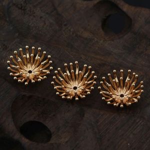 20pcs Brass Casted Metal 2layer 15mm Pistils Stamens Flower Bead Caps Stamping DIY Charms for Retro Jewelry Making Supplies 231225