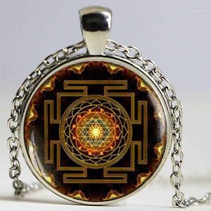 Drop moda budista sri yantra colar de pingente geometria sagrada jóias sri yantra jóias inteiras12232