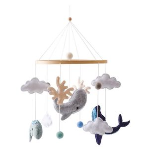 Baby Rattle Toy Soft Felt Ocean Wood Mobile On the Bed Born Music Box Bell Hanging Toys Holder Bracket Spädbarn Crib Toys 231225