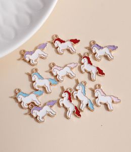 10st 2017mm emalj Lucky Unicorn Charms för halsband hängar örhängen diy färgglada djur charms smycken tillbehör gör 7939811