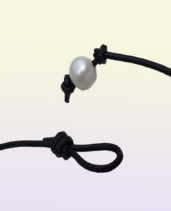 Black Leather Pearl JewelleryOne Big Pearl Choker NecklaceWhite Freshwater Pearl NecklaceBirthday Wedding Women Gift Jewellery4920200