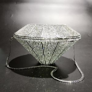 Borse da sera femmina diamante a forma di diamante vuoto di strass per feste frizione per la borsa da sposa matrimoni cristalli di cristallo frizioni borsetti lady233c