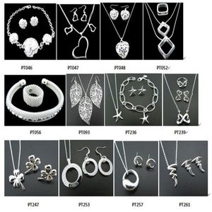 with tracking number New Fashion women's charming jewelry 925 silver 12 mix Bracelet Earrings & Necklace jewel2334
