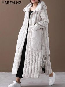 Ceketler Kış Pamuk Pamuklu Kıyafetler Kadınlar Ceket 2023 Uzun Gevşek Kadın Kapşonlu Yastıklı Giysiler Büyük Cep Parkas Kırış Sıcak Ceketler