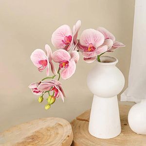 Decorative Flowers 7 Heads Artificial Plastic Butterfly Orchid Branch Wedding Floral Arrangement Materials Home Living Room Table Vase Decor