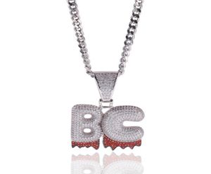 Gioielli Hip Hop Iced Out Nome personalizzato Lettere bianche a goccia Collane a catena con pendente con catena in corda5013000