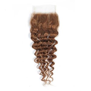 Yirubeauty Deep Wave Curly Indian 100% Human Hair 4X4 Lace Closure 1B/30 27# 30# 99J 10-24inch Free Part