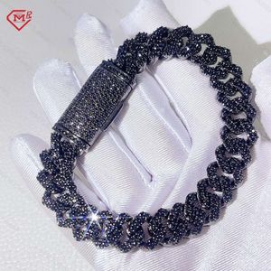 Hip Hop 12mm Link vereisere Sterling siger vvs schwarze Moissanit Diamond Cuban Chain Halskette für Männer