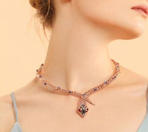 Viennois Rose Gold Color Halsband för kvinnliga chokers halsband Rhinestone/Crystal Chain Halsband bröllopsfest smycken J1907136167420