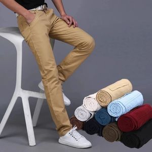 2023 Spring Autumn Casual Pants Men Cotton Slim Fit Chinos Fashion Trousers 8 Färg Mannmärke KLÄNNING PLUS STORLEK 28 38 231225