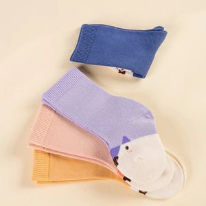 12pairs/lot autumn and winter children 's cotton socks Midtube stockings for borns Boneless baby socks Cute cat print socks 231225