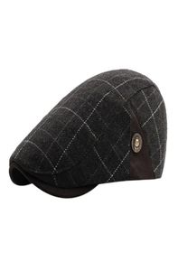 2018 New Arrival Winter Men Plaid Vintage Ajustable Gatsby Peaked Cap Newsboy Beret Hat Men039s Winter Hats Bonnet Femme9699658