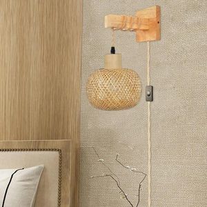 Wall Lamp Sconce Decorative Mount Hand Woven Farmhouse Hanging For Hallway Home Bathroom Restaurant