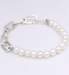 Me Freshwater Cultured Pearl Armband Chain Jewelry 925 Sterling Silver Armband Women Charm Pärlor Set för P med logotyp Ale Bangle Birthday Present 599694C016514207