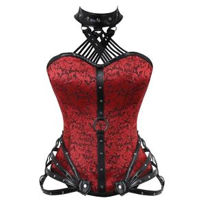 Jackets Gothic Steampunk Corset Corselete Women's Corsets Plus Size Corsage Bodice Plus Size Straitjacket Leather Steel Boned Bustier