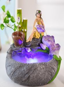 Resina flor fada figura fonte de água artesanato presente casamento indoor waterscape criativo escritório desktop feng shui ornamentos3037788
