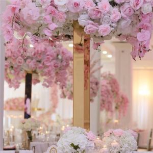 10 adet/ lot altın çiçek yol kurşun akrilik düğün masası centerpieces olay parti vazolar ev otel dekorasyon