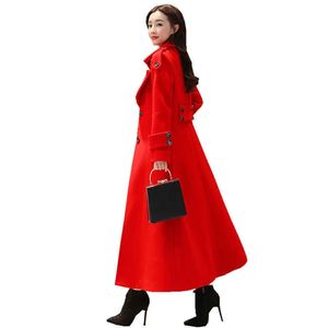 Długie wełniane płaszcz dla kobiet jesienna Koreańska talia odchudzanie talia grube trzymaj ciepło wełniany płaszcz Lady Overcoat W2 231225
