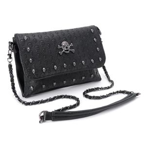 Çantalar Kadın Çanta Perçin Gotik Kafatası Çantaları Zincir Eşekçi Crossbody Omuz Çantası